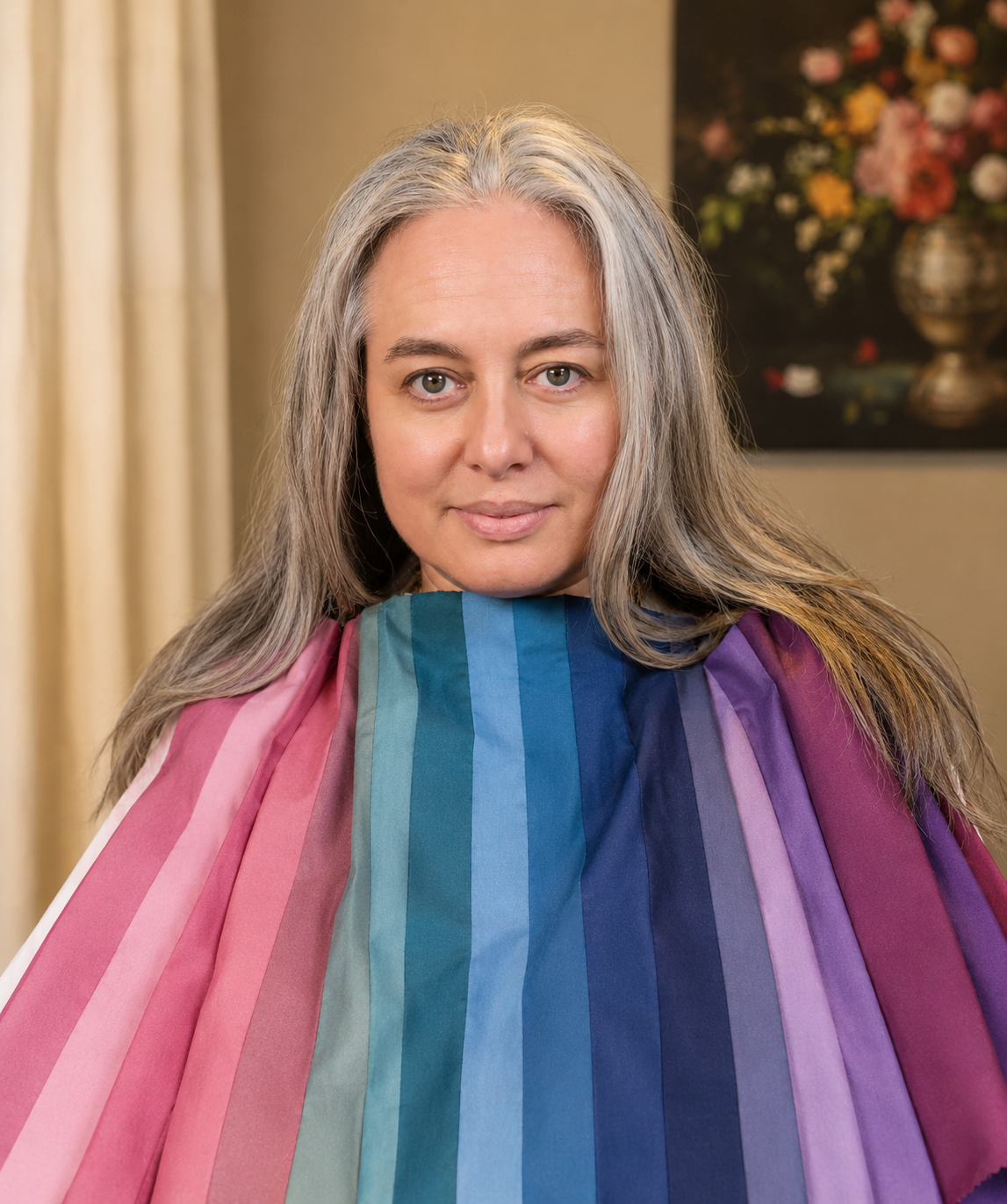 Client receiving a personal color analysis at Life in Color Studios